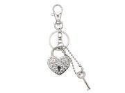 Unique Bargains Silver Tone Charm Heart Shape Lock Key Pendant Key Ring