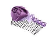 Unique Bargains Lady Dark Purple Flower Detail Black Metal Toothed Hair Comb Clip
