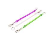 Unique Bargains 3Pcs Lobster Clasp Stretchy Spring Coil Keychain Key Holder Green Purple Clear
