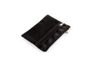Dual Zipper Closure Nylon Toiletry Makeup Cosmetic Bag Coin Holder Pouch Black
