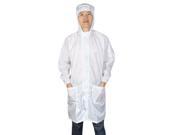 Unisex Long Sleeve Hooded Loose Uniform Lab Anti Static Overalls Coat White XL