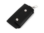 Unique Bargains Black Faux Leather Folding 6 Hooks Keyring Keys Holder Pouch Bag Case