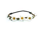 Unique Bargains Braided String White Floral Detail Stretchy Hairbelt Head Band for Wedding
