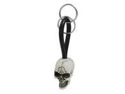 Unique Bargains Unique Bargains Resin Skull Head Pendant 2 Split Ring Keyring Key Chain Beige