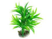 Unique Bargains Round Ceramic Base Artificial Green Aquarium Plastic Plant Grass 7.3