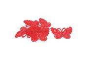 Costume Dress Butterfly Shaped Lace Trims Applique Sewing Craft Red 5 Pcs