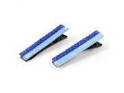 Pair Blue Rhinestone Detailing Metal Alligator Hair Clips for Women