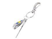 Unique Bargains Manicure Nail Clippers Trimmer Cutter Ear Wax Remover Earpick Keychain Key Holder Set Silver Tone
