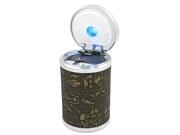 Portable Plastic Cylinder Shaped Ashtray for Car with Blue LED Light Bronze Tone