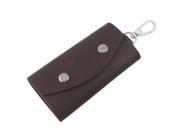 Unique Bargains Metal 5 Hook Dark Brown Faux Leather Bag Pouch for Car Keys Storage