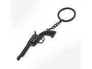 Unique Bargains Black Pistal Dangling Split Rings Keyring Keychain