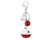 Bells Pendant Lobster Clasp Split Keyring Keychain Hanging Ornament Red White