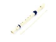 Portable Educational Instrument Plastic 6 Holes Flute Soprano Recorder White Blue