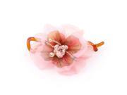 Flower Faux Rhinestone Bead Decor Twisted Banana Hair Barrette Clip Claw Pink