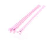 Unique Bargains 5 Pcs Pink 12 inch Nylon Zippers Zips for Doll Clothes