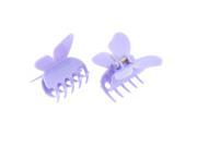 Woman Butterfly Design Plastic Hair Claw Clip Jaw Clamp Pin Light Purple 2pcs