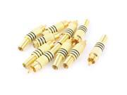 10Pcs Gold Plated RCA Plug Audio Video Male Connector Metal Spring Adapter