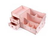 Wooden Cosmetic Organizer DIY Makeup Drawers Jewelry Storage Box Case Pink