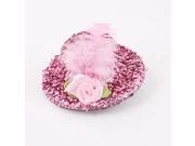 Unique Bargains Women Flower Feather Tinsel Decor Alligator Mini Hat Hair Clip Hairpin Pink