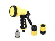 Unique Bargains 4 in 1 Yellow Black Rubber Plastic Handle Sprayer Gun w 3 Nozzle Connectors