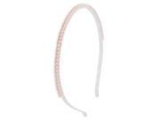 Unique Bargains New Girl Women Pink Double Row Shiny Beads Hair Hoop Headband