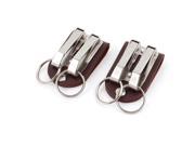 2Pcs Faux Leather Security Belt Buckle Clip Keyring Keychain Key Holder Brown