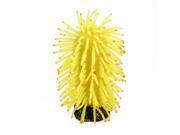 Aquarium Onament Artificial Soft Silicone Anemone Yellow 9.5cm 3.7 Hight