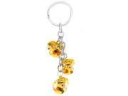Unique Bargains Gold Tone 3 Dangling Sheep Style Bells Ring Keychain Keyring