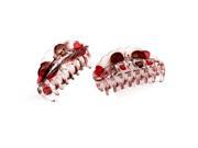 Lady Spring Loaded Hairstyle Making Hair Plastic Claw Clip Clear Red 2 Pcs