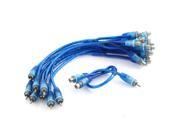 Unique Bargains 10 Pcs RCA Male to Dual RCA Female Adapter Video Audio Extension Cable Wire Blue