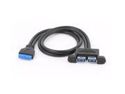 Unique Bargains Black 2 Port USB 3.0 to 20Pin F F Header PC Motherboard Bracket Cable Adapter