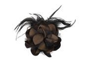 Unique Bargains Coffee Color Black Feather Mesh Floral Design Hairclip Corsage for Lady