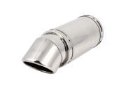 Silver Tone 23mm Inlet Dia Round Tip Tail Exhaust Muffler Pipe for Motorcycle