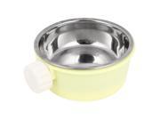 Unique Bargains Yellow Plastic Base Silver Tone Stainless Steel Food Water Bowl Container 4.3 Dia