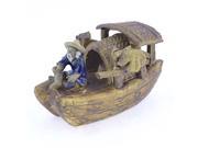 Unique Bargains Handworked Fishermen Fishing Boat Shape Ceramic Craft Sailing Decor Coffee Color