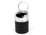 Portable Metal Cylinder Shaped Ashtray for Car Silver Tone Black