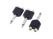 Unique Bargains 3 x 6.35mm M Mono Plug to 2 Female RCA Microphone Adapter Connector