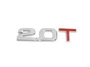 Vehicle Auto Alloy 2.0T Decal Emblem Badge Sticker Silver Tone Red