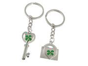 Unique Bargains Silver Tone Key and Key Lock Shaped Pendent Keychain