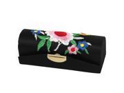 Lady Floral Embroidery Black Lipstick Lip Chap Stick Case Box Makeup Compact