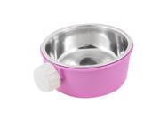 Unique Bargains Round Food Water Feeder Fixed Bowl Dish Light Purple 2 in 1 for Cage Pet Cat