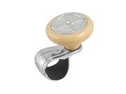 Unique Bargains Silver Tone Beige Rhinestone Decor Auto Car Round Steering Wheel Knob