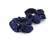 Unique Bargains 2 Pcs Blue Black Velvet Wrap Floral Style Hair Ties Bands Ponytail Holder for Lady