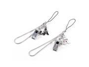 Unique Bargains Pair Whistle Tower Pendant Handbag Phone Chain Hanging Ornament for Sweethearts