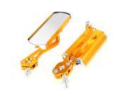 Unique Bargains 2 x Gold Tone Metal Shell Rectangle Motorcycle Side Rearview Mirrors