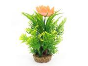 Unique Bargains Fish Bowl Emulational Flower Detailing Water Pot Plant Green Orange 17cm High