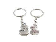 Unique Bargains 2 x Silver Tone Metal Key Rings Keychain for Lovers