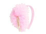 Unique Bargains Girls Mesh Flower Rose Beads Accent Light Pink Hair Hoop Headband Gift