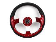 Unique Bargains Black Red Faux Leather Coated Steering Wheel 32cm Dia Screws for Car