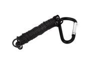 Travel Hiking Single D Carabiner Clip Hook Stretchy Coil Lanyard Black 6 Long